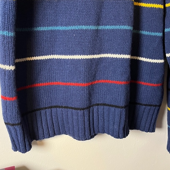 Todd Snyder 100% Wool Blue w Multicolored Horizontal Striped Men's Sweater Sz L - Picture 6 of 12